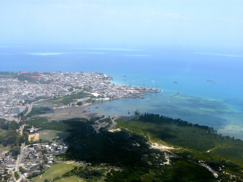 Vue aérienne de Stone Town à Zanzibar